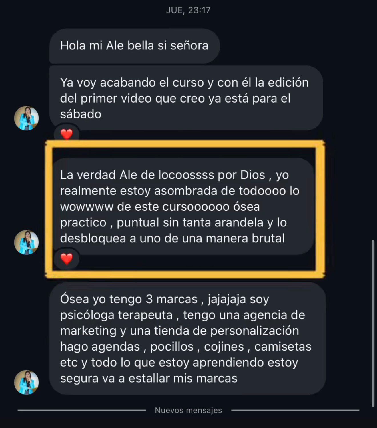Testimonio de estudiante